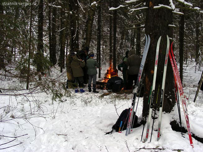 Лыжный поход выходного дня:  пл. Кузяево - ур. Троице-Чижи - р. Слогавка - пл. 55 км 18 ноября 2007г.